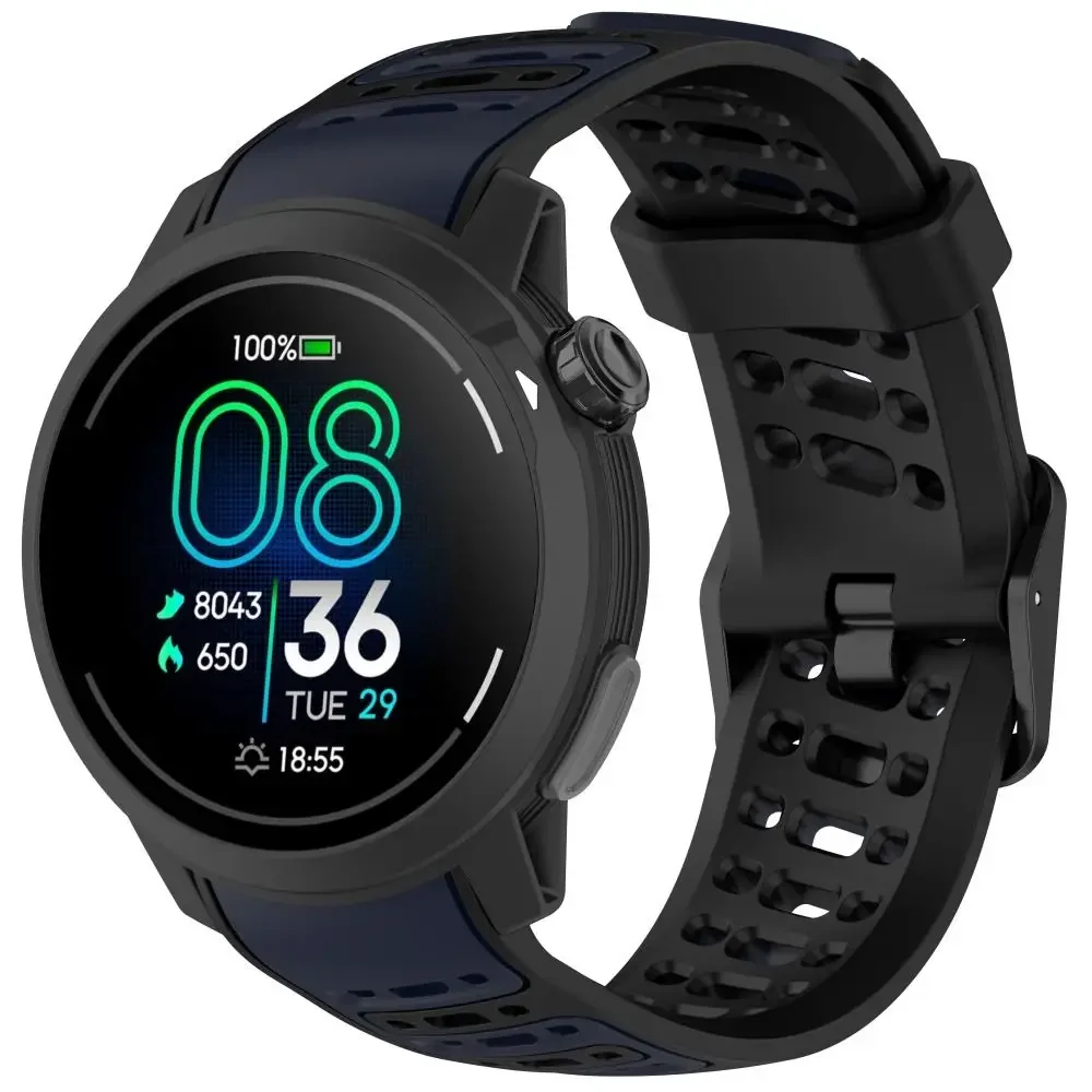 حزام سيليكون ثنائي اللون للمكتب لساعة COROS PACE Pro الرياضية، سوار معصم 22 مم لملحقات بديلة ناعمة قابلة للتنفس