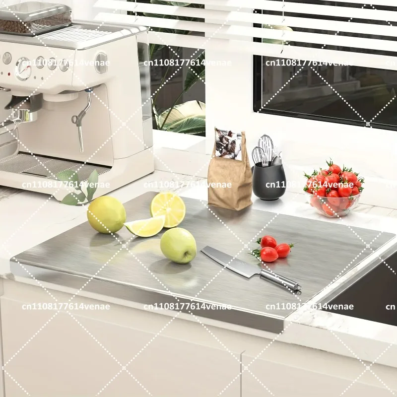 Stainless Steel Cutting Board Heavy Duty Non-Slip for Meat Vegetables Baking Easy Clean with Safety Lip