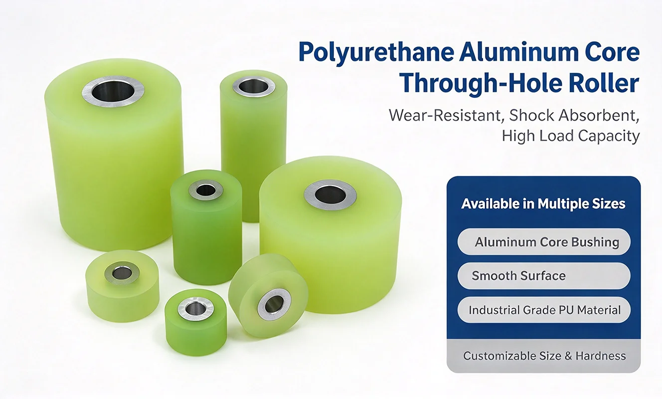 Aluminum Core Polyurethane Drive Roller Through Hole PU Roller  90A Shore Hardness Wear Resistant Conveyor Belt Idler Pulley