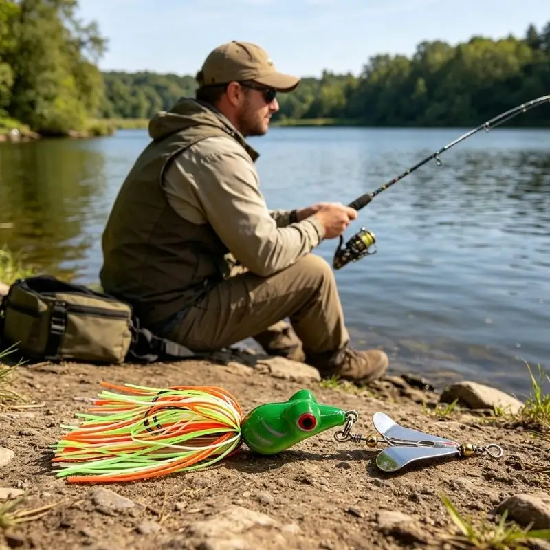 

5Pcs Rotating Fishing Lures Spinner Baits Hard Metal Hook Spinner Baits Frogs Swimbait Jig Lure Spinnerbait Enduring 69HD