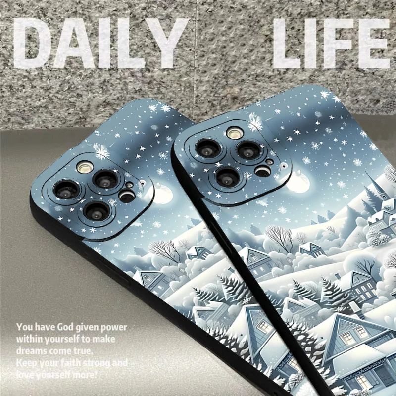 Winter Snow Moon Night Snowy Mountain Case For Samsung Galaxy S25 FE S24 S23 S22 Ultra Plus 5G A16 A26 A36 A56 A55 A54 A53 Cover