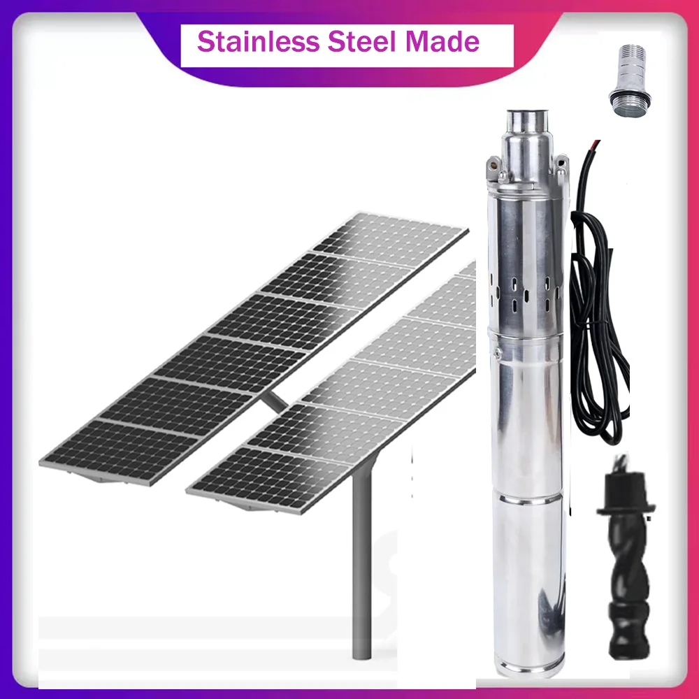 150W 370W 750W Solar DC water pump Flow rate 2000L per hou built in MPPT function solar PV stainless steel water pump