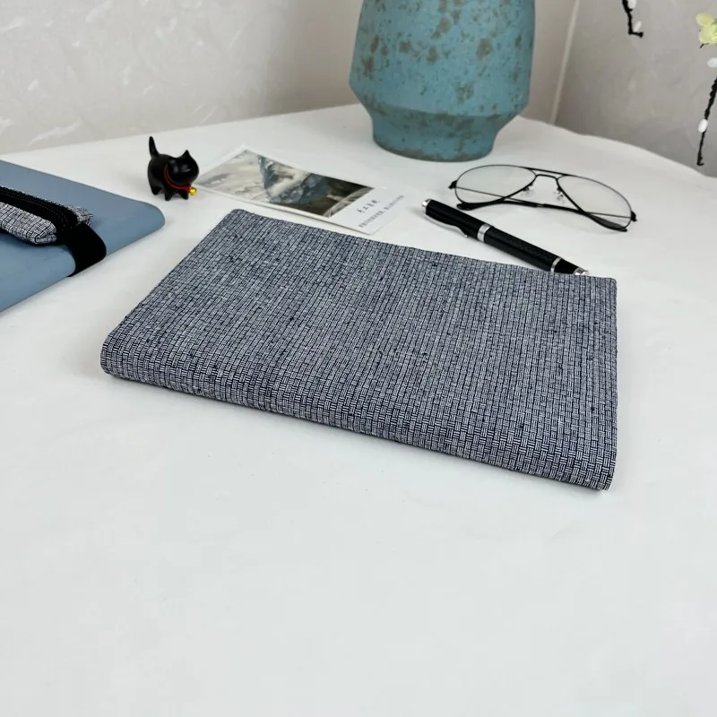 The Manager's Folder  Retro Gray Handmade Coarse Linen Book Cover For A5/a6 Notebooks