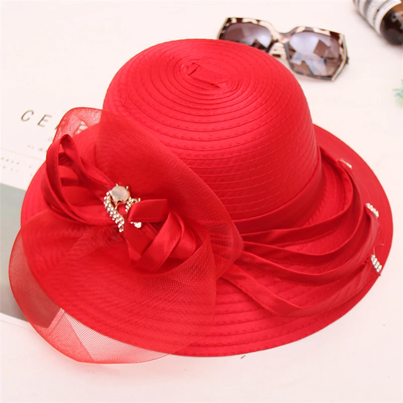 Braided Kentucky Derby Sun Hats for Women Wide Brim Cap Wedding Church Party Beach Outdoor Bucket Hat Summer Accessories