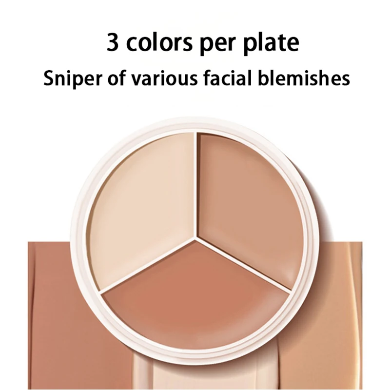 لوحة كريمية 3 في 1 كونسيلر تغطية كاملة للتحكم في الزيوت وتدوم طويلاً للبقع الداكنة والمرح والمسام التمهيدي ومستحضرات التجميل