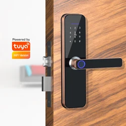 Apartment Tuya Smart WiFi Remote Electronic Fingerprint Door Lock With Keypad Password/ Card Unlock