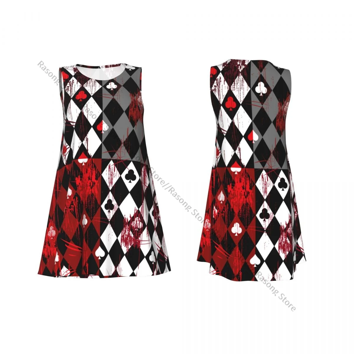 レディースドレスサマーカジュアルTシャツドレスビーチカバーアップハートの女王ブラッディタンクドレス