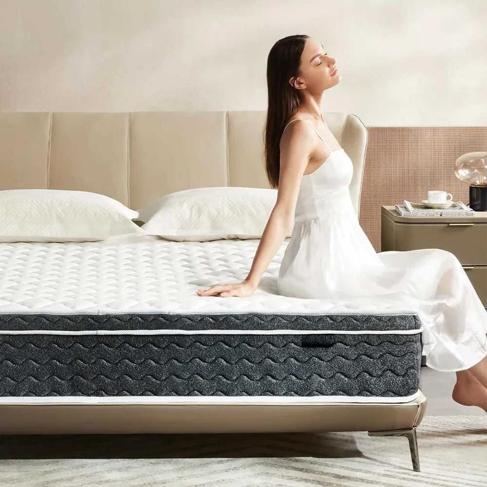 Queen Hybrid Mattress, 12-Inch, Individually Wrapped Springs, Edge Support, Pressure Release, Memory Foam Queen Mattress