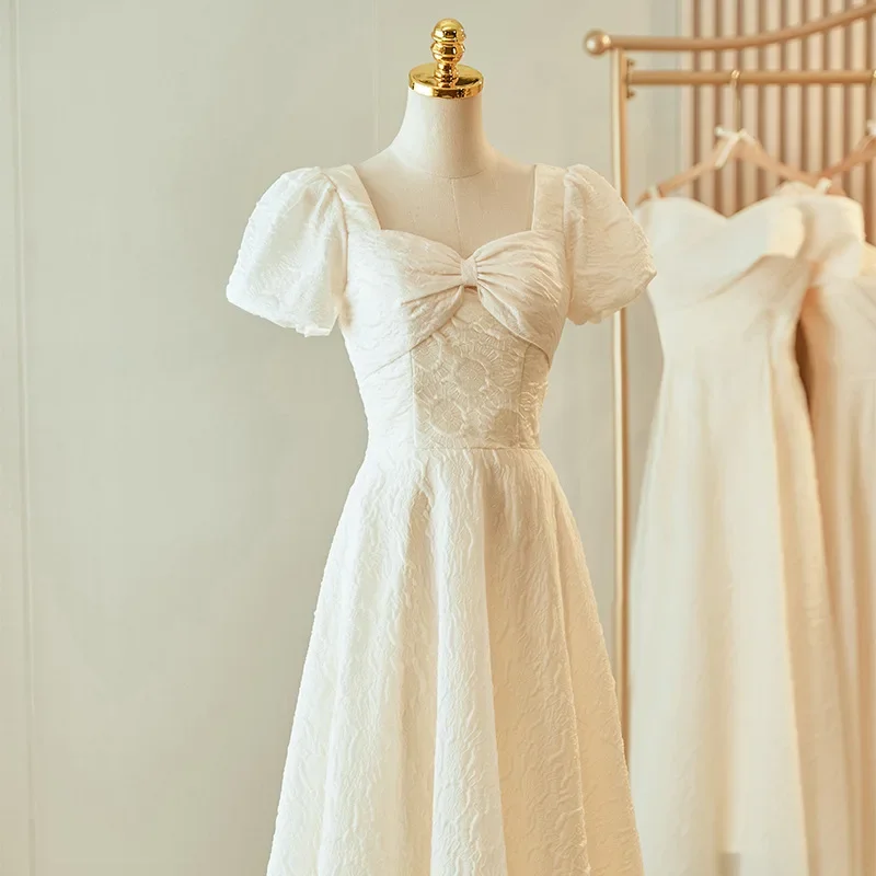 ชุดเพื่อนเจ้าสาวงานแต่งงาน ชุดราตรี แขนสั้น ผ้าลูกไม้ผูกเชือก ปรับได้ สำหรับงานเลี้ยง งานพรอม งานพิธีการ