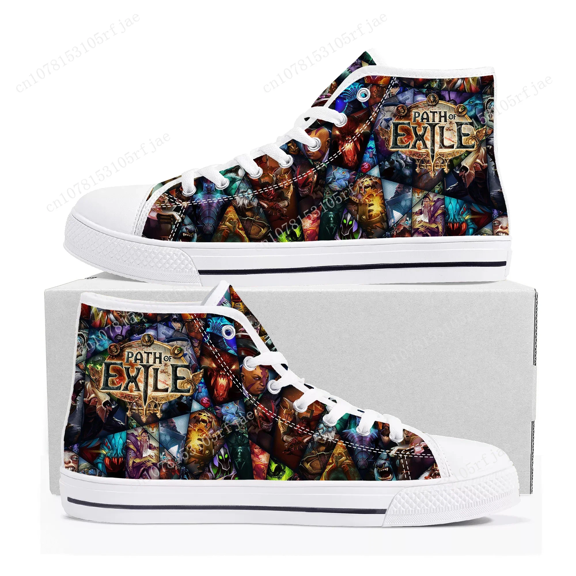 Path of Exile High Top Sneakers Cartoon Game Mens Womens Teenager High Quality Fashion Canvas Shoes Casual Tailor Made Sneaker