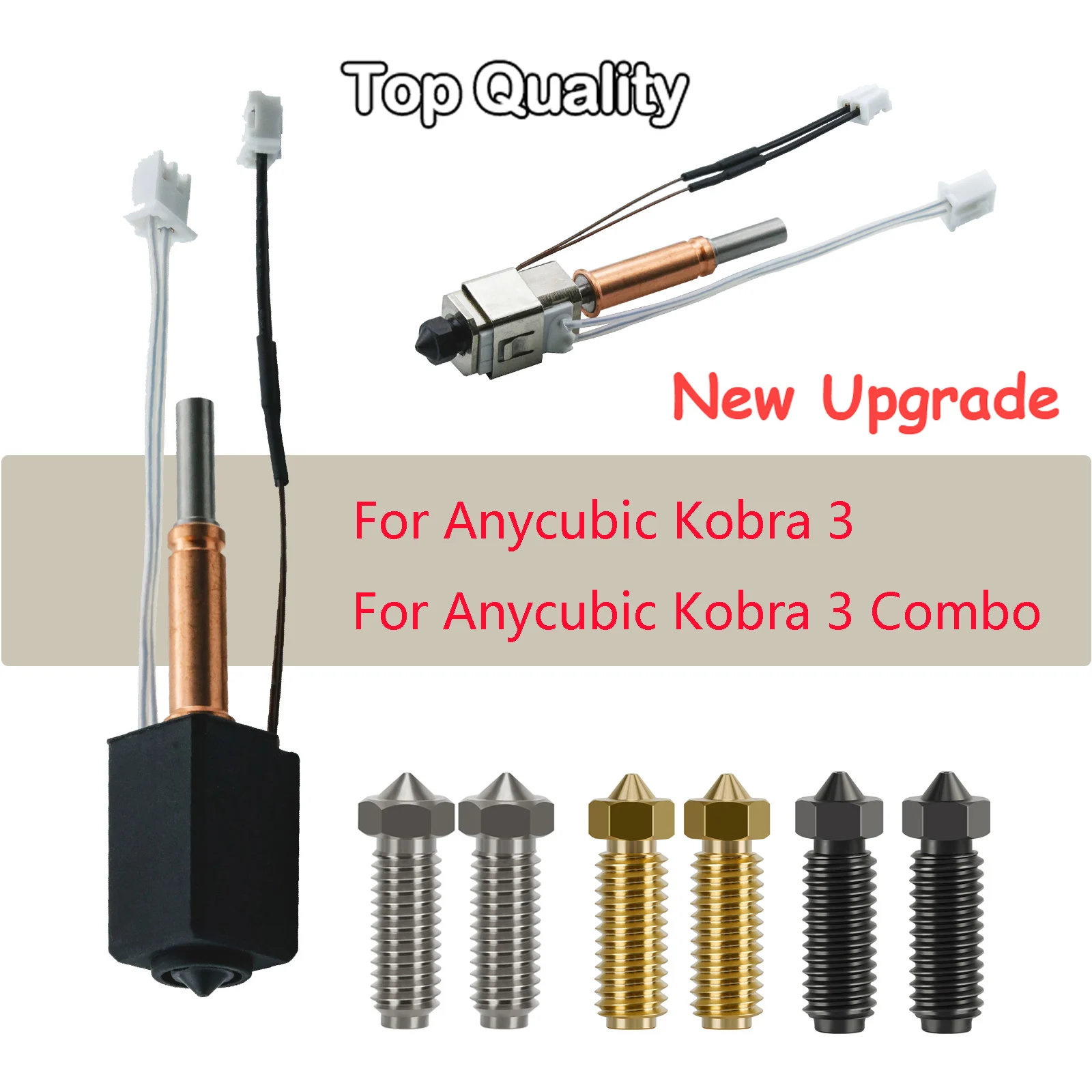 

For Anycubic Kobra 3 Hotend Kit New Upgrade 0.4mm 0.6mm 0.8mm Brass hardened steel nozzles for Kobra 3 Combo 3D Printer