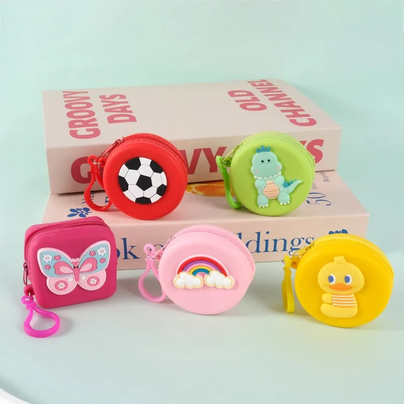 1PCS  Cute Animal Multifunctional Mini Earphone Storage Bag Cute Cartoon Coin Purse Silicone Wallet for AirPods Coins Keys