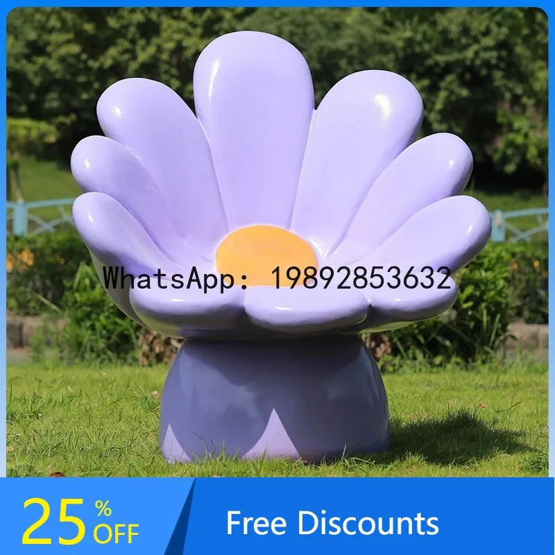 

CZ Flower Petal Seat Outdoor Fiberglass Park Mall Leisure Seat Garden Scenic Sculpture Ornament Decoration