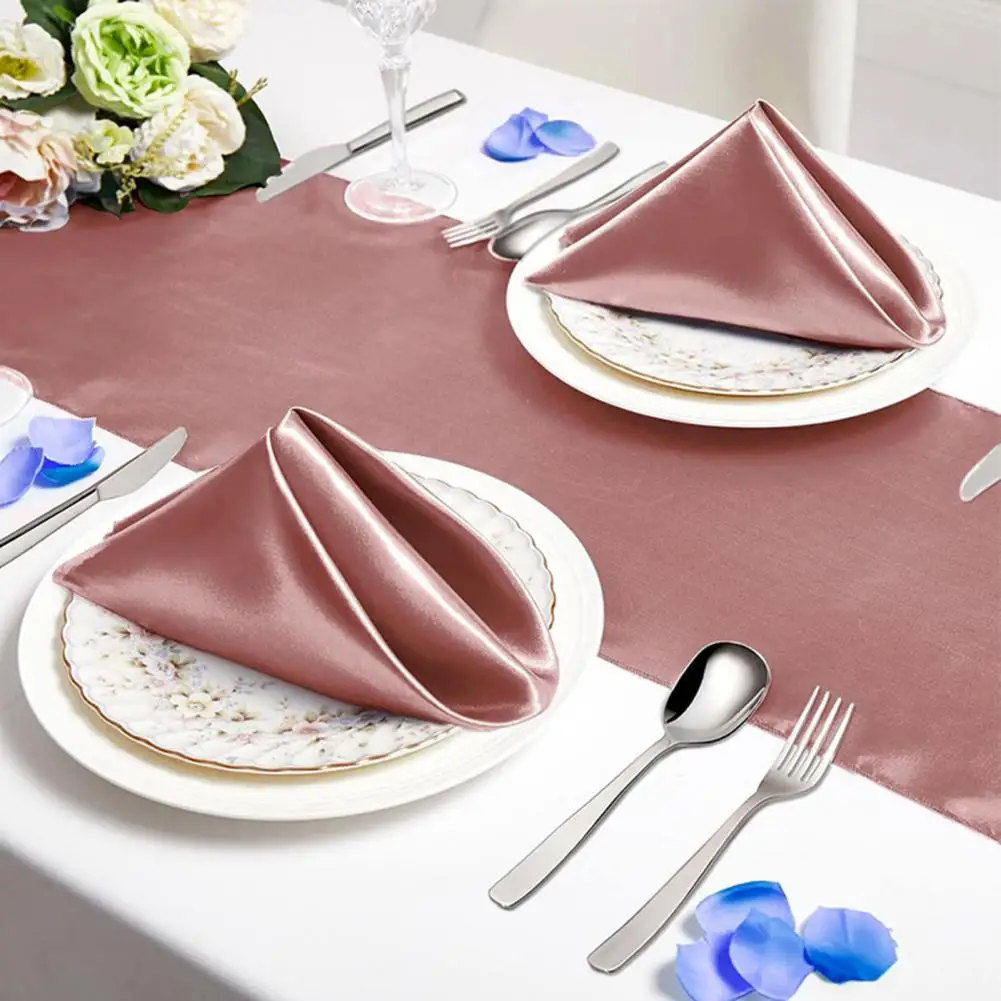 12 Pcs 43/50cm Satin Napkins Nordic Style Square Fabric Anti-wrinkle Wedding Party Prom Banquet Ball Decoration Dinner Napkins