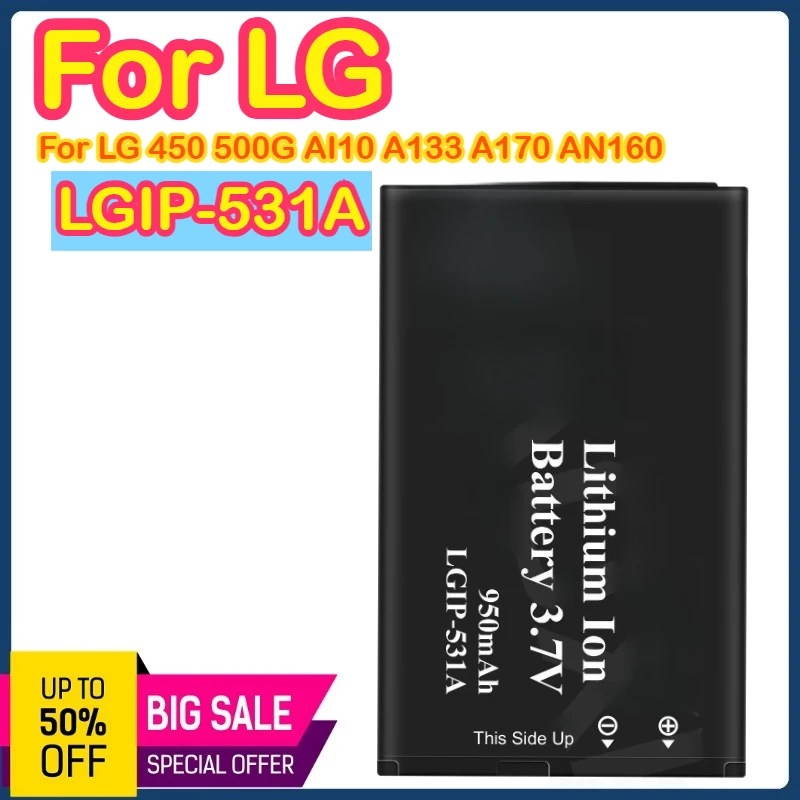 

LGIP-531A 3.7V 1000mAh Battery Suitable For LG mobile phone battery 450/500G/A110 cell LGIP-531A