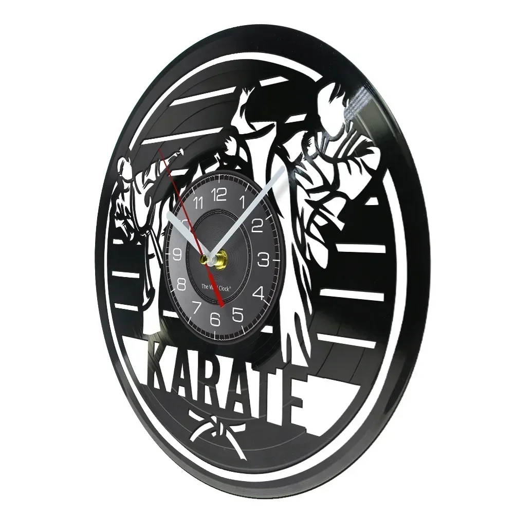 Japanese Martial Arts Karate Retro Vinyl Record Wall Clock Karate Home Decoration Fighting Art Silent Quartz Wall Watch