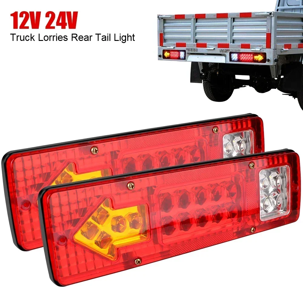 High Brightness Mulfunctions LED Truck Tail Rear Lamps Lights W/Brake Lights Stop/Reversing/Turn Signals for Car/Lorry/Trailers