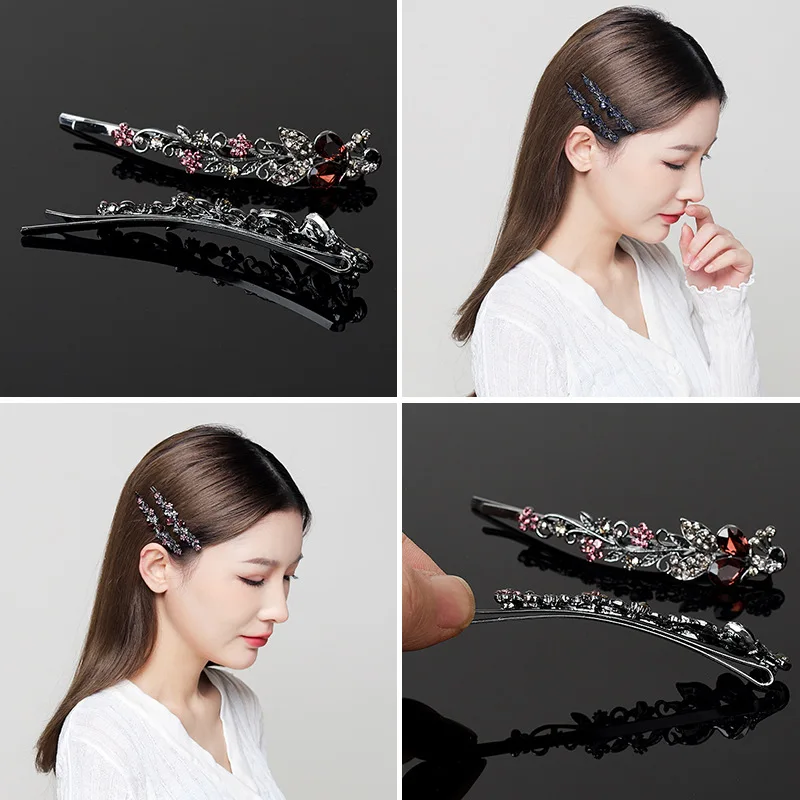 1pair Luxury Hair Clip For Mothers Crystal Shining Bow Butterfly flower Hair Accessories Hairpin Fashion Side Barrettes Gifts