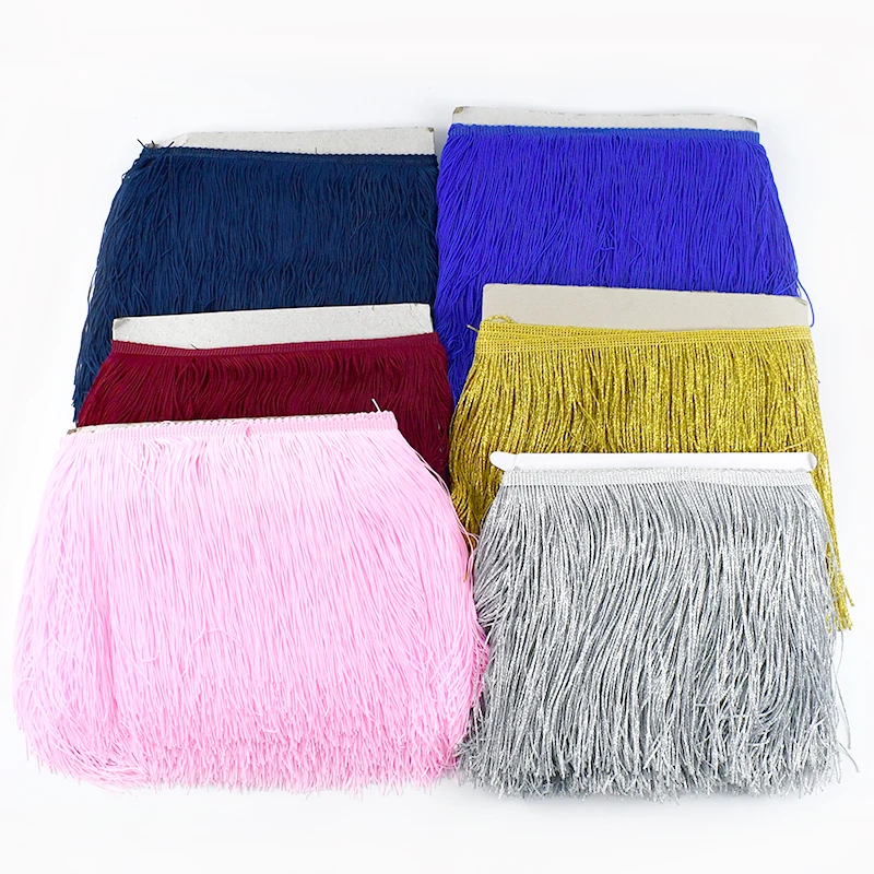 1-5Meters 20cm Polyester Tassel Latin Dress Tassels Lace Curtain Trim Fringes Clothing Decor Fringe Fabric DIY Sewing Accessory