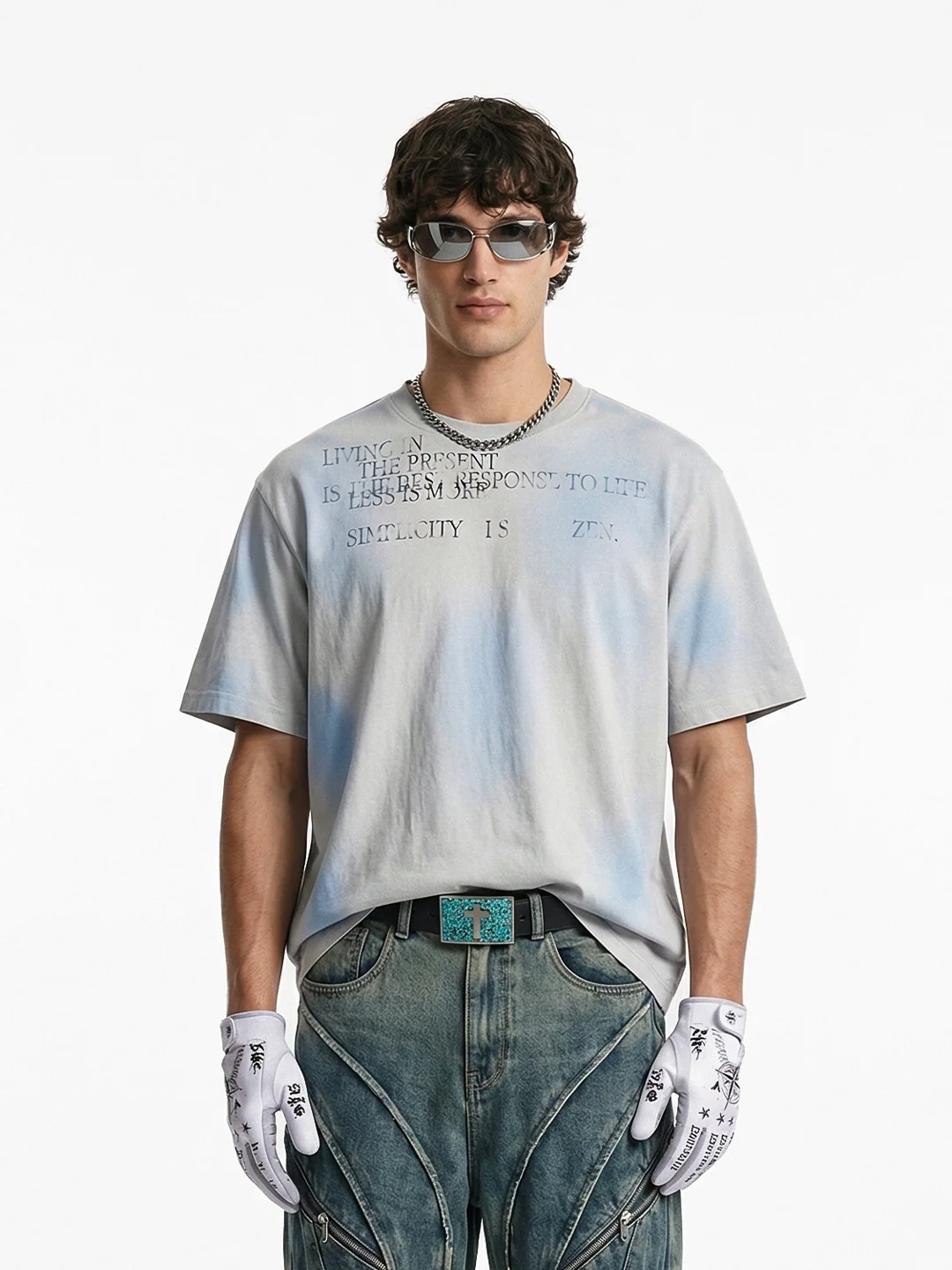 

Street Sle American Spray Painting Print T-irt ort Sve Men's Casual Cotton Top Street Faion Spring Summer New Arrival