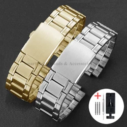 12mm 14mm 16mm 18mm 20mm 22mm 24mm Stainless Steel Watch Band Folding Buckle Metal Wtist Band Men Universal Bracelet Replacement