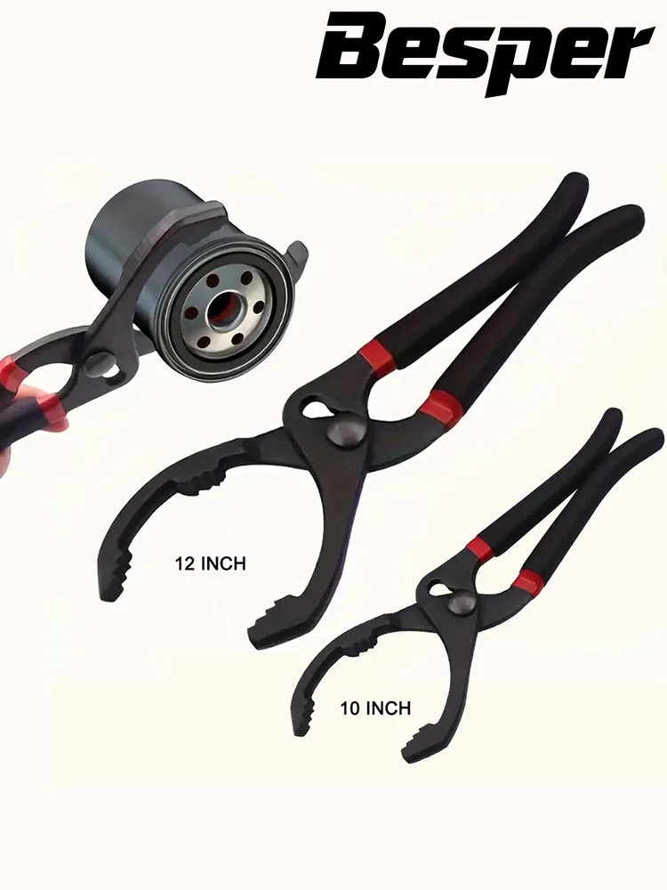Besper Auto Verstelbare Oliefiltertang 10/12 Inch Moersleutel Motorfilters Truck Reparatie Tool voor Gemakkelijk Verwijderen - afbeelding 2