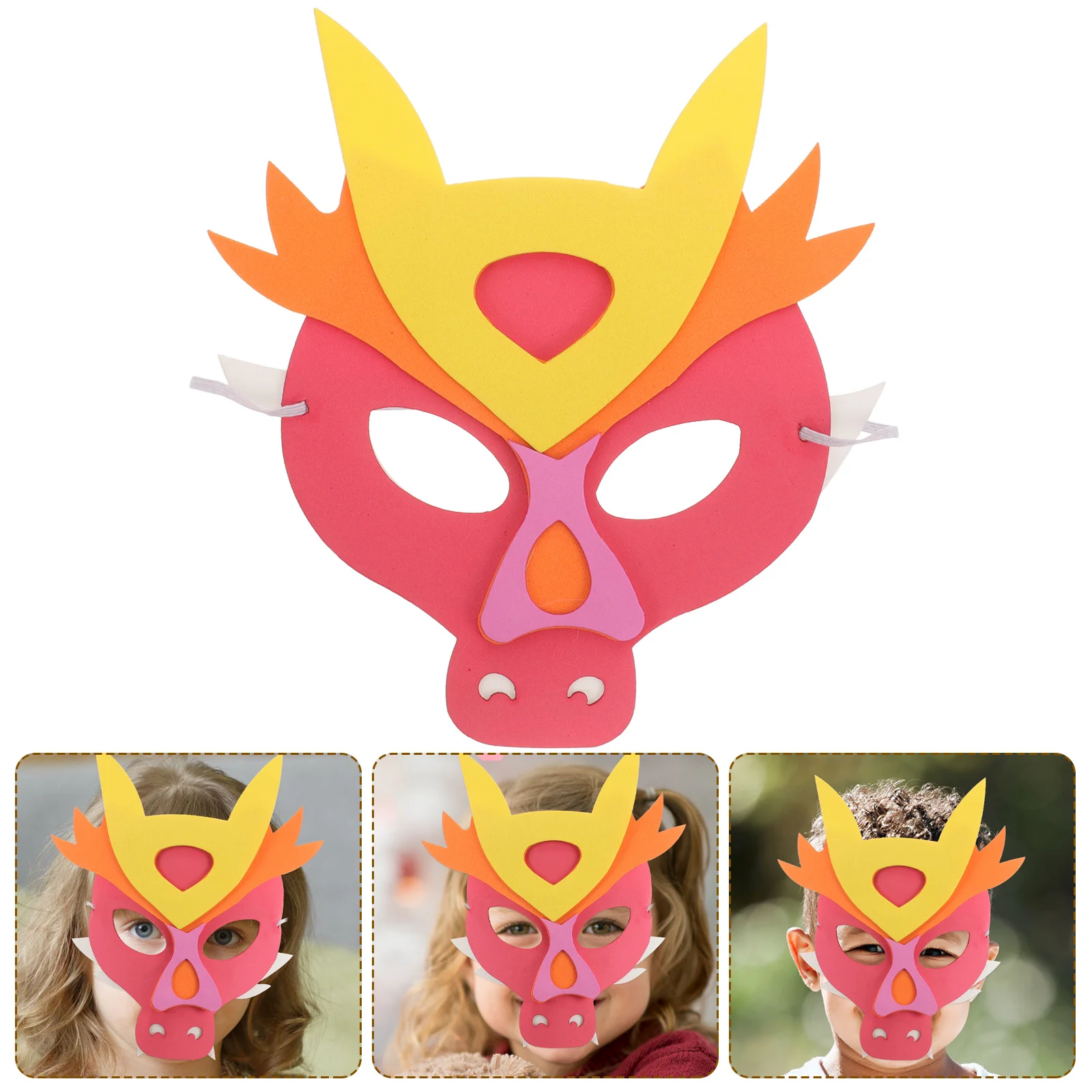 4 pcs Cosplay Dragon Cute Animal For Kids Party Masquerade Mask Eva Costume Mask Bright Color Comfortable Safe