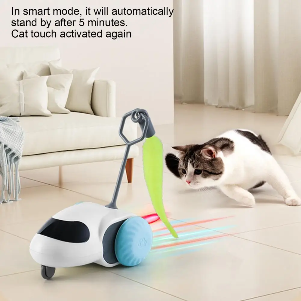 Turbo Tail Cat Teaser Automatic Moving Mouse Cat Toy Electric Interactive Turbo Tail Cat Toy with Feather for Indoor Cats