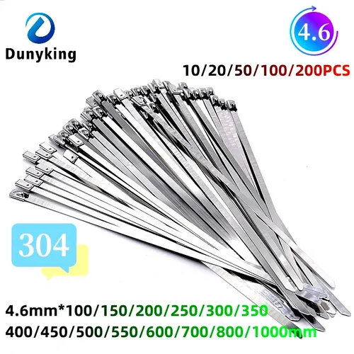 Imagen 1 del producto 10 20 100 Uds bridas para cables de Metal de acero inoxidable envoltura de escape revestimiento bloqueo de cremallera de Metal bridas para cables de bloqueo multifuncionales