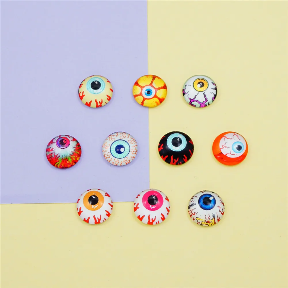 5-10 Pairs 8-30mm Halloween Glass Eye Cabochons Round Scary Human Eyeball Flatback Dome Cameo For DIY Jewelry Making, Doll Eyes