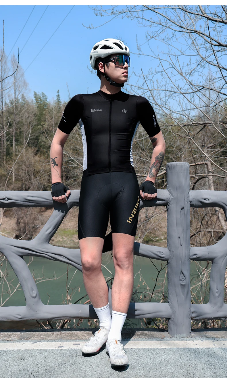 INBIKE Professionelles Radtrikot für Herren, Sommer, atmungsaktiv, schnell trocknend, kurzärmelig, für Rennradfahren, mit Taschen – Detail 11