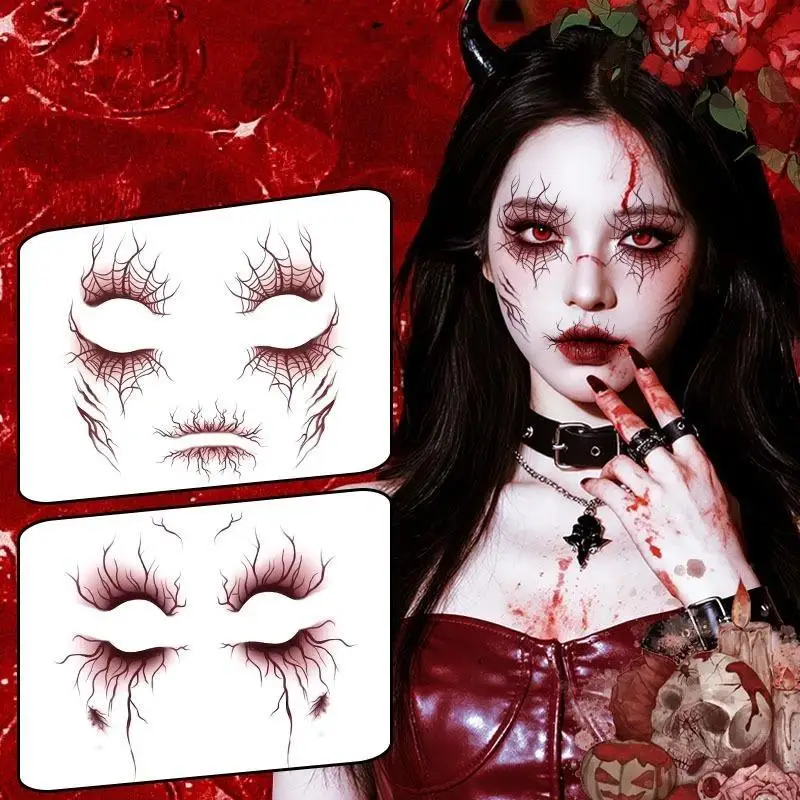 1/4/6pcs Vein Design Fake Tattoo For Halloween Party Body Art Waterproof Vascular Tattoo Stickers For Women Men Eyebrow Face