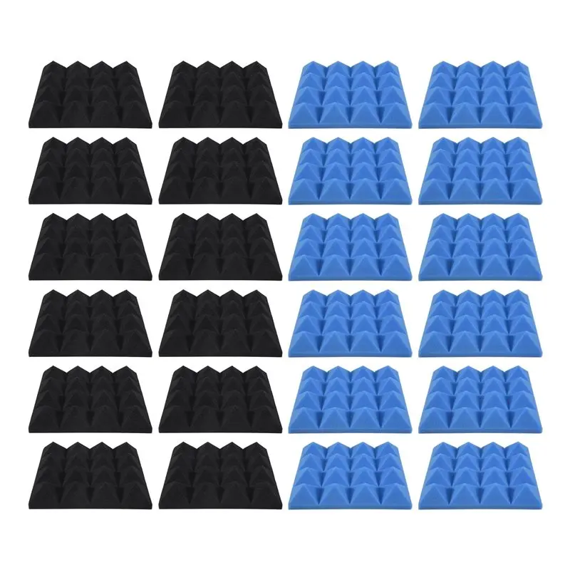 AB08-24Pcs 25X25x5cm Studio Acoustic Soundproof Foam Pyramid Noise Insulation Sound Absorption Treatment Panels