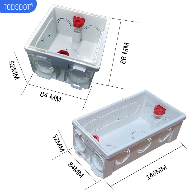 

86 | 146 Type Cassette White, Electrical Switch Socket Junction Box, Adjustable Mounting Back Box, Internal Wall Mount Dark Box