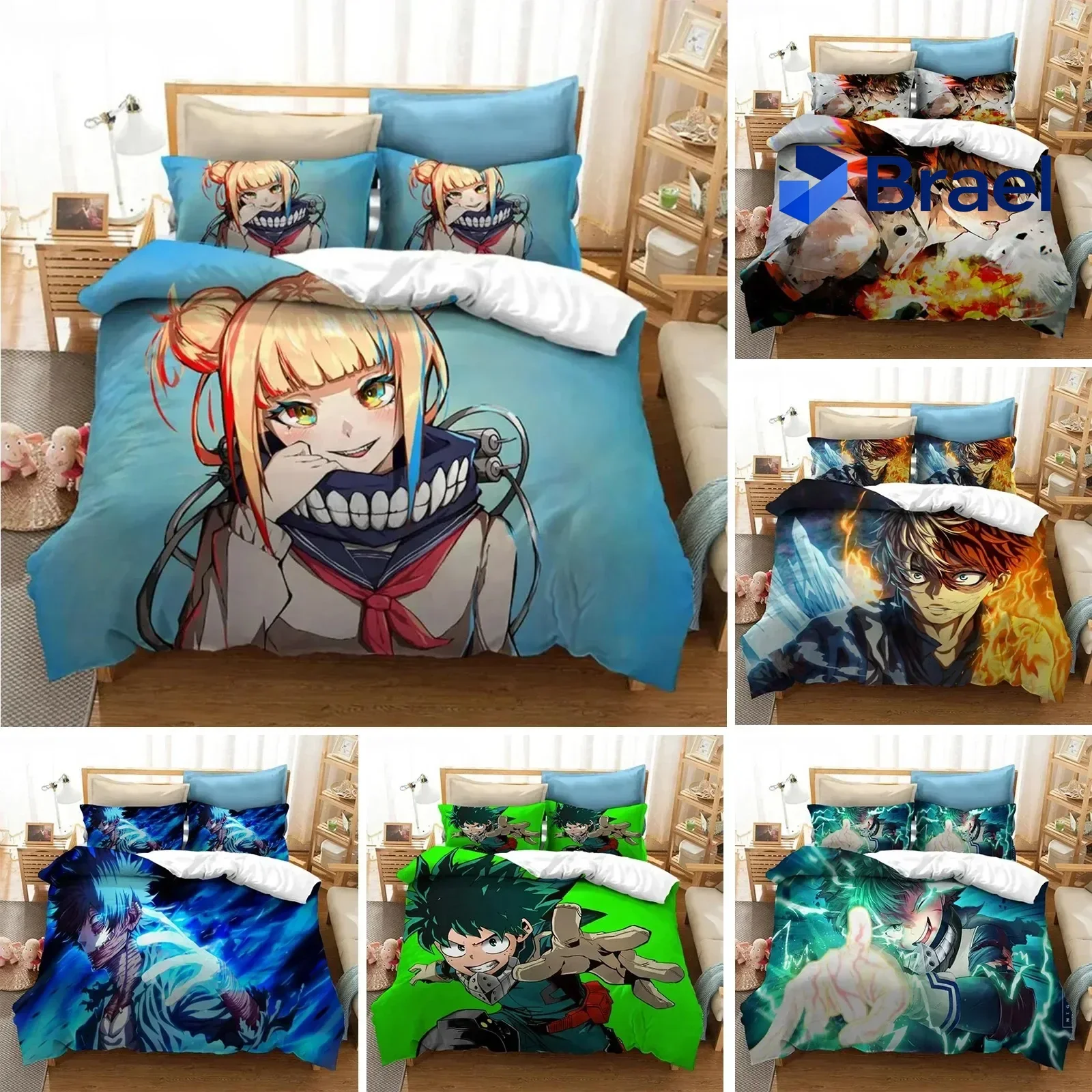 Exquisite Anime My Hero Academia Bedding Set Boys Girls Twin Queen Size Duvet Cover Pillowcase Bed Kids Adult Fashion Homes Text