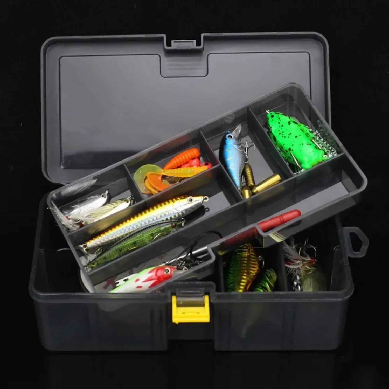 Double Layer Lure Tackle กล่องอุปกรณ์ตกปลาปรับกล่องตกปลาพลาสติกเหยื่อปลอม Hook กล่องเครื่องมือ Fishings Gear