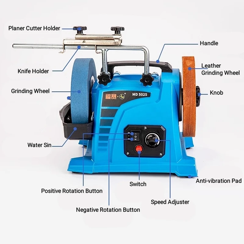 110V/230V Water Cooling Knife Sharpener Machine Wet Stone with Engine Motor Gear Bearing Pump PLC-Core Components Included