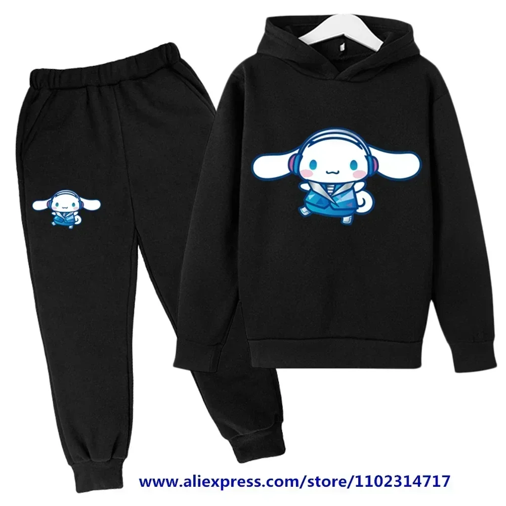 Holiday Gift for Kids 3-14 Years Old Hoodie Set Top/Pants2P Sanrio Cinnamoroll Kawaii Casual Cute Girl Coat Boy Brand Sportswear