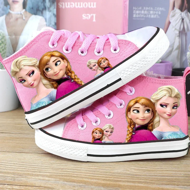 Scarpe di tela per bambini Disney scarpe da ginnastica alte per ragazze ragazzi nuove scarpe casual autunnali e invernali scarpe da principessa elsa