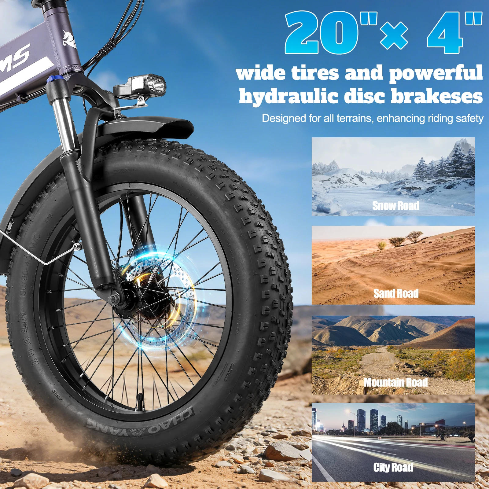 Orlms S9F, bicicleta eléctrica de 48 V y 13 Ah para adultos, con neumáticos de 20 x 4 pulgadas, cuadro de aleación de aluminio, 7 modos de asistencia, autonomía de 60 a 100 km, motor sin escobillas, batería de litio extraíble, frenos de aceite, apta para todo tipo de terrenos, nieve, arena, carretera y para desplazamientos diarios. Envío gratuito.