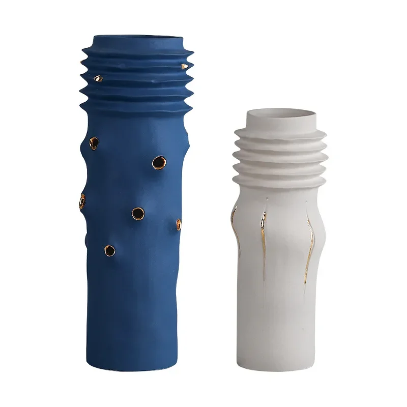 Modern straight cylindrical ceramic vase ornament home