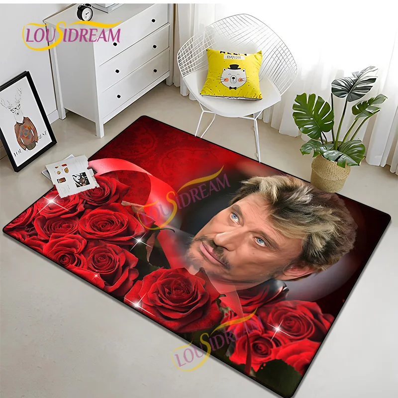 

DIY Home Area Square non-Slip Decoration Rock Music Johnny Hallyday rug Bedroom Room Decoration Kitchen Bathroom Doormat carpet