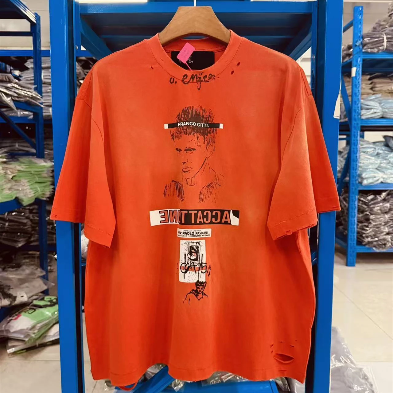 

Футболка WASHED ORANGE Paly FW26 FRANCOCITTI для мужчин и женщин, высококачественная футболка, топы