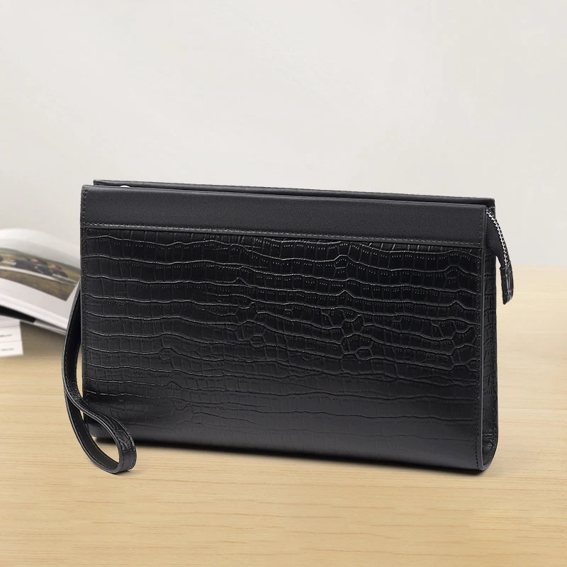 Luxury Clutch Bag Genuine Leather Long Wallet Fashion Men'S Vintage Square Holder Phone Pouch Hand Porter Bag Clutch Male Purse
