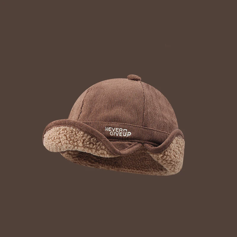 Sheep wool thickened warm duck tongue ear protection hat for men and women autumn and winter thickened cycling flying Lei Feng h