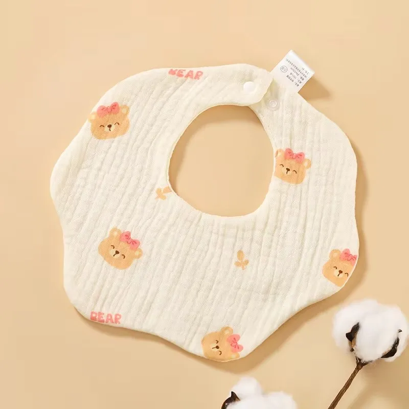 Baby gauze bib cotton saliva towel baby anti-vomiting grass wood dyed 360-degree newborn bib Baby gauze bib cotton saliva towel