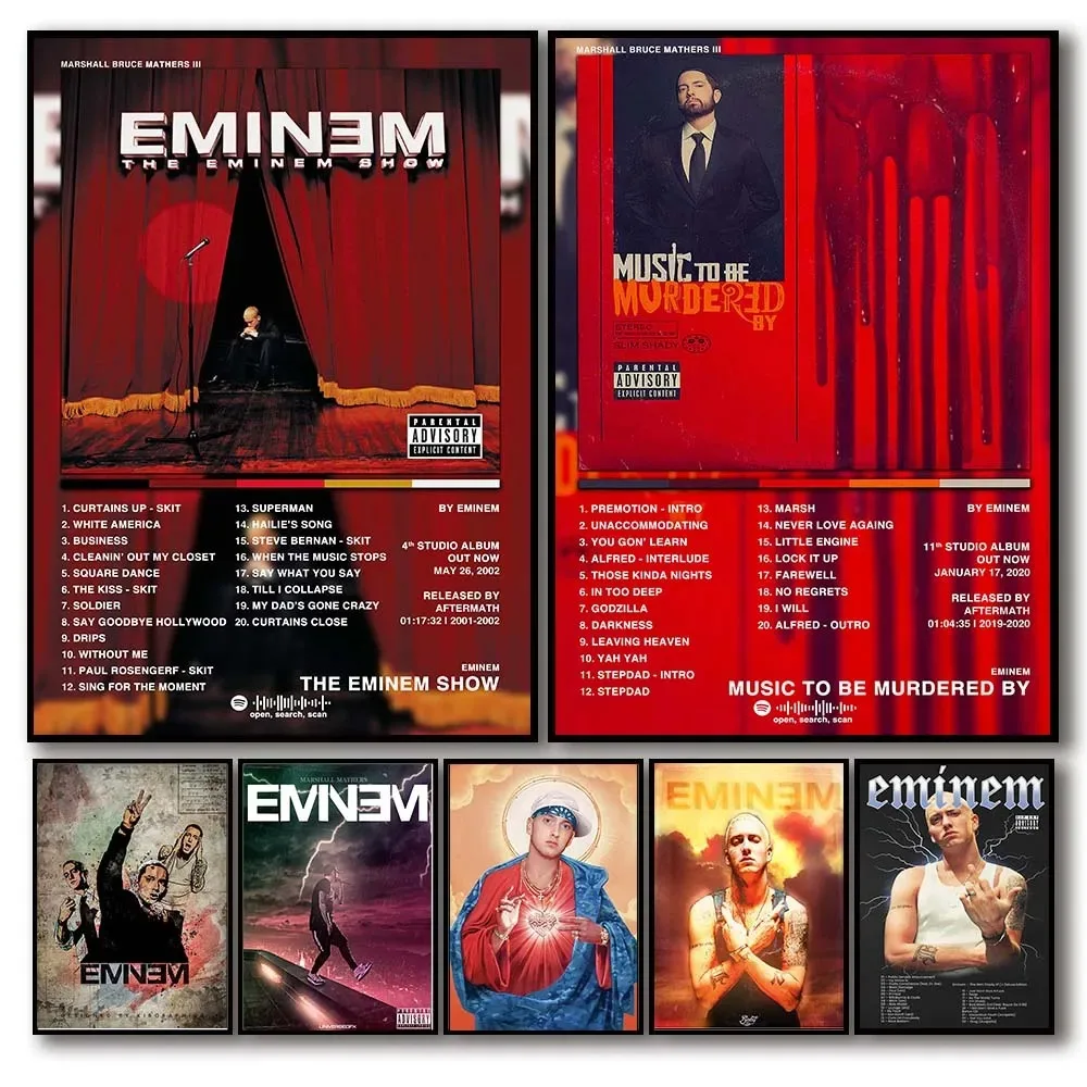 Pop American Rap Music Album The Eminem Show Poster Aesthetic Rapper Eminem Hip Hop Canvas Painting Wall Art Home Bar Room Decor