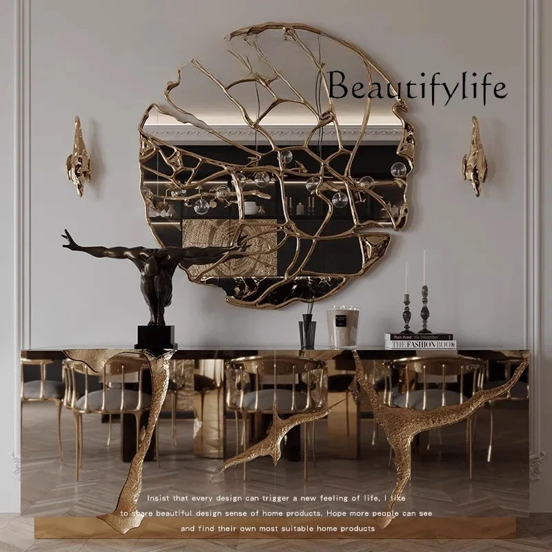 

X Light Luxury Entrance Wall-mounted Decorative Mirror American Art Mirror Living Room Background Wall Irregular Creative Mirror