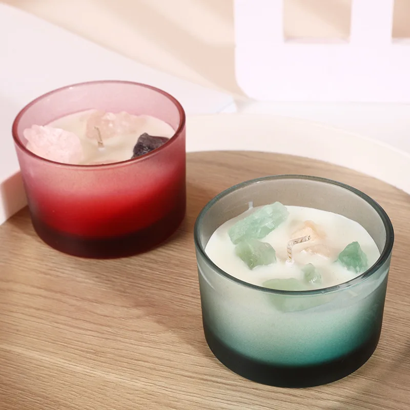 7.5x5cm Colored Glass Cups, Crystal Scented Candles, Household Amber Sandalwood Scented Ornaments, Wedding Souvenirs
