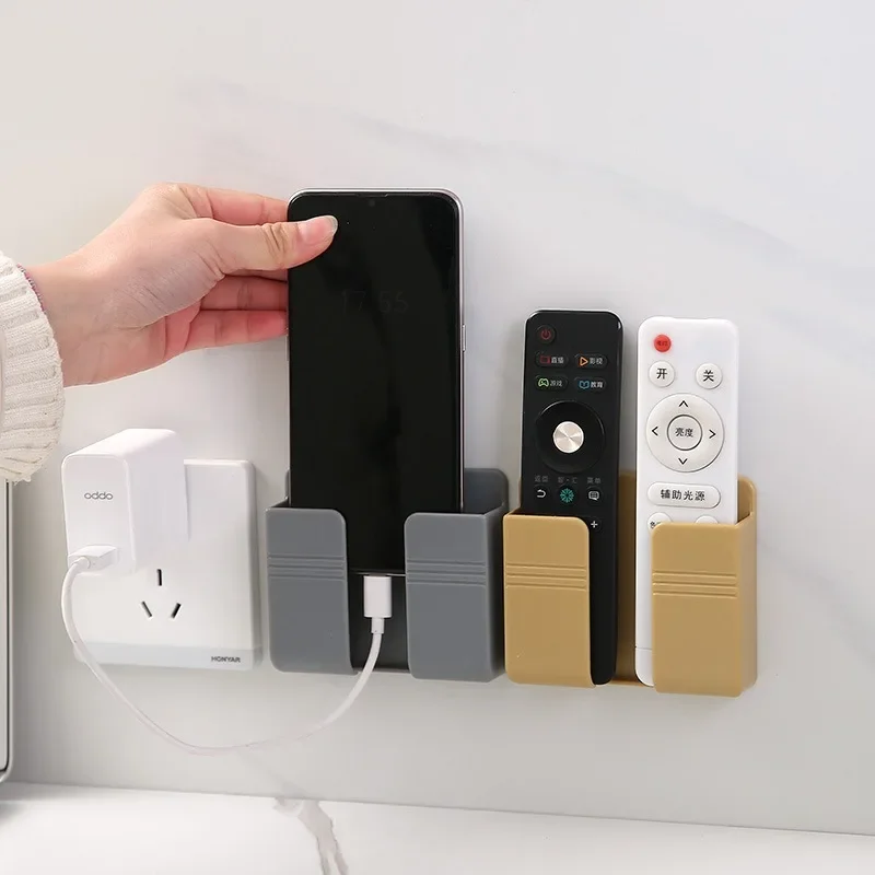 

Wall Hanging Shelf Paste Type Multi Function Creative Mobile Phone Charging Bracket Bedside Hole Free Mobile Phone Bracket